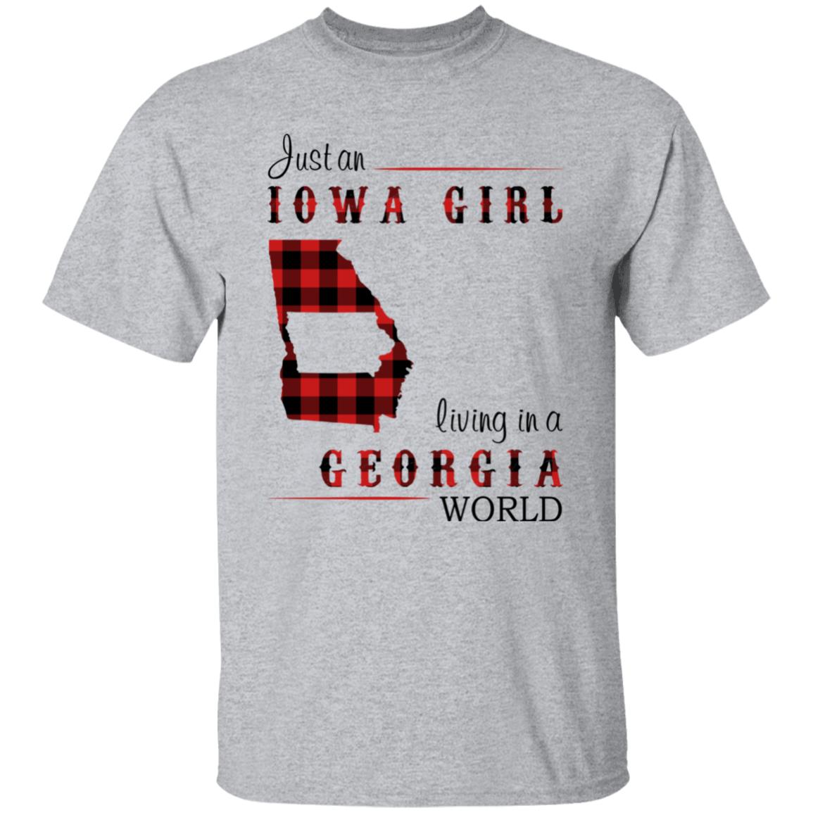 Just An Iowa Girl Living In A Georgia World T-shirt - T-shirt Born Live Plaid Red Teezalo