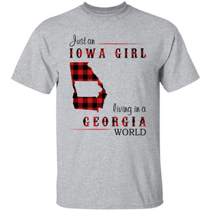 Just An Iowa Girl Living In A Georgia World T-shirt - T-shirt Born Live Plaid Red Teezalo