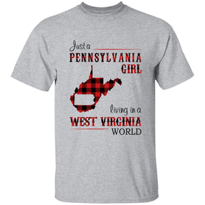 Just A Pennsylvania Girl Living In A West Virginia World T-shirt - T-shirt Born Live Plaid Red Teezalo