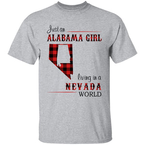 Just An Alabama  Girl Living In A Nevada World T-shirt - T-shirt Born Live Plaid Red Teezalo