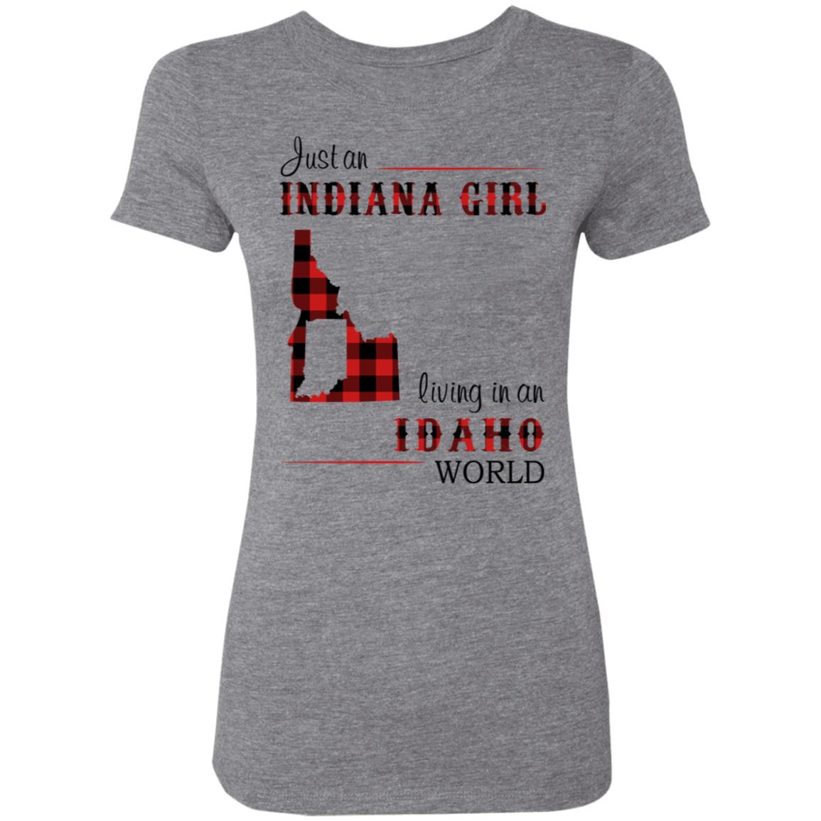 Just An Indiana Girl Living In An Idaho World T-Shirt - T-shirt Born Live Plaid Red Teezalo
