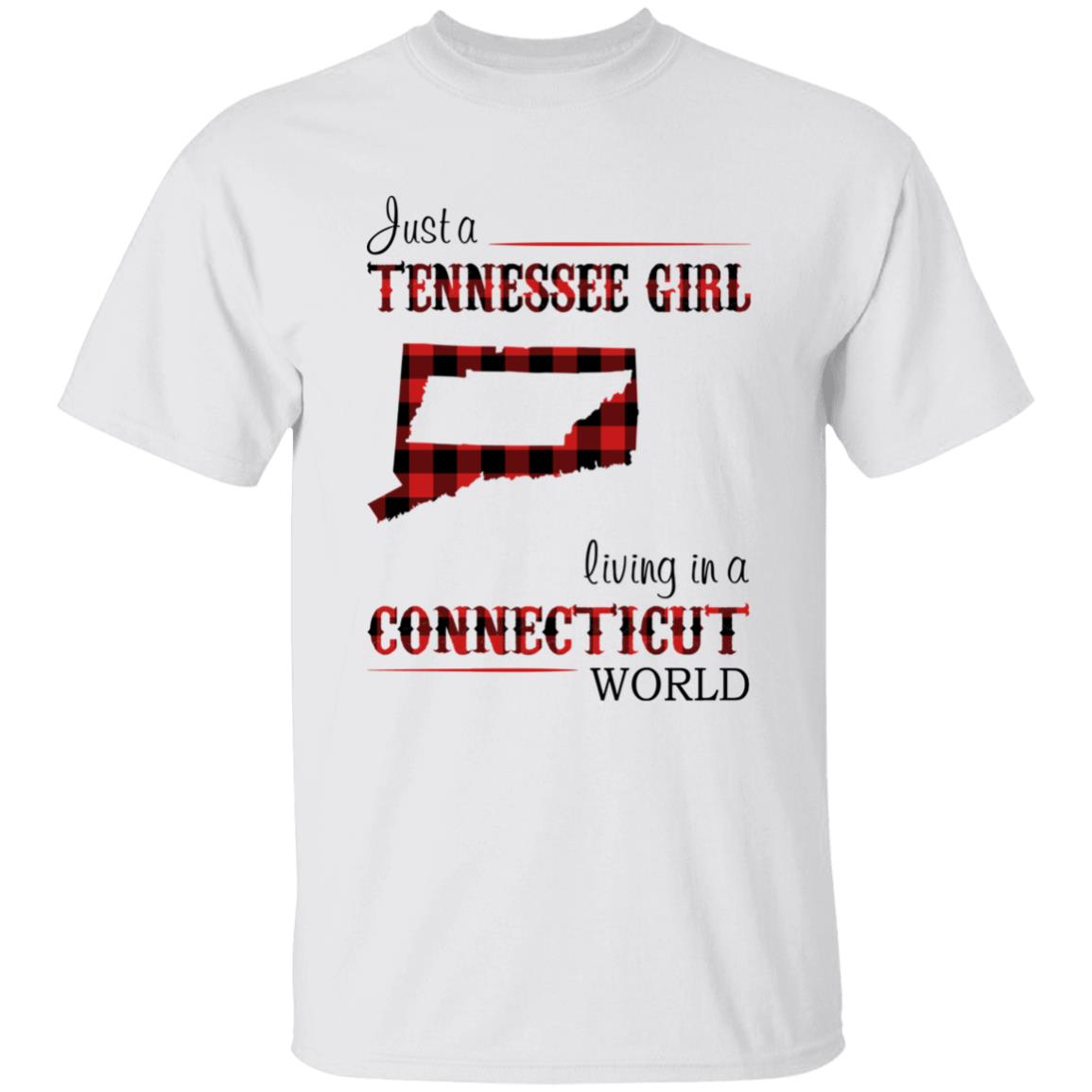 Just A Tennessee Girl Living In A Connecticut World T-shirt - T-shirt Born Live Plaid Red Teezalo