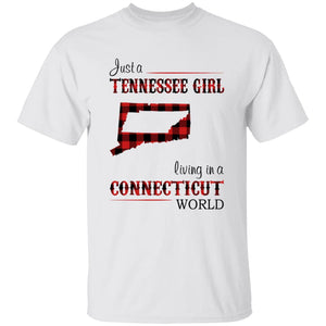 Just A Tennessee Girl Living In A Connecticut World T-shirt - T-shirt Born Live Plaid Red Teezalo