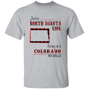 Just A North Dakota Girl Living In A Colorado World T-shirt - T-shirt Born Live Plaid Red Teezalo