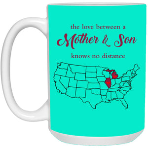 Illinois Michigan The Love Between Mother And Son Mug - Mug Teezalo