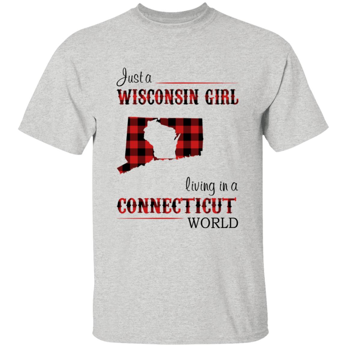 Just A Wisconsin Girl Living In A Connecticut World T-shirt - T-shirt Born Live Plaid Red Teezalo