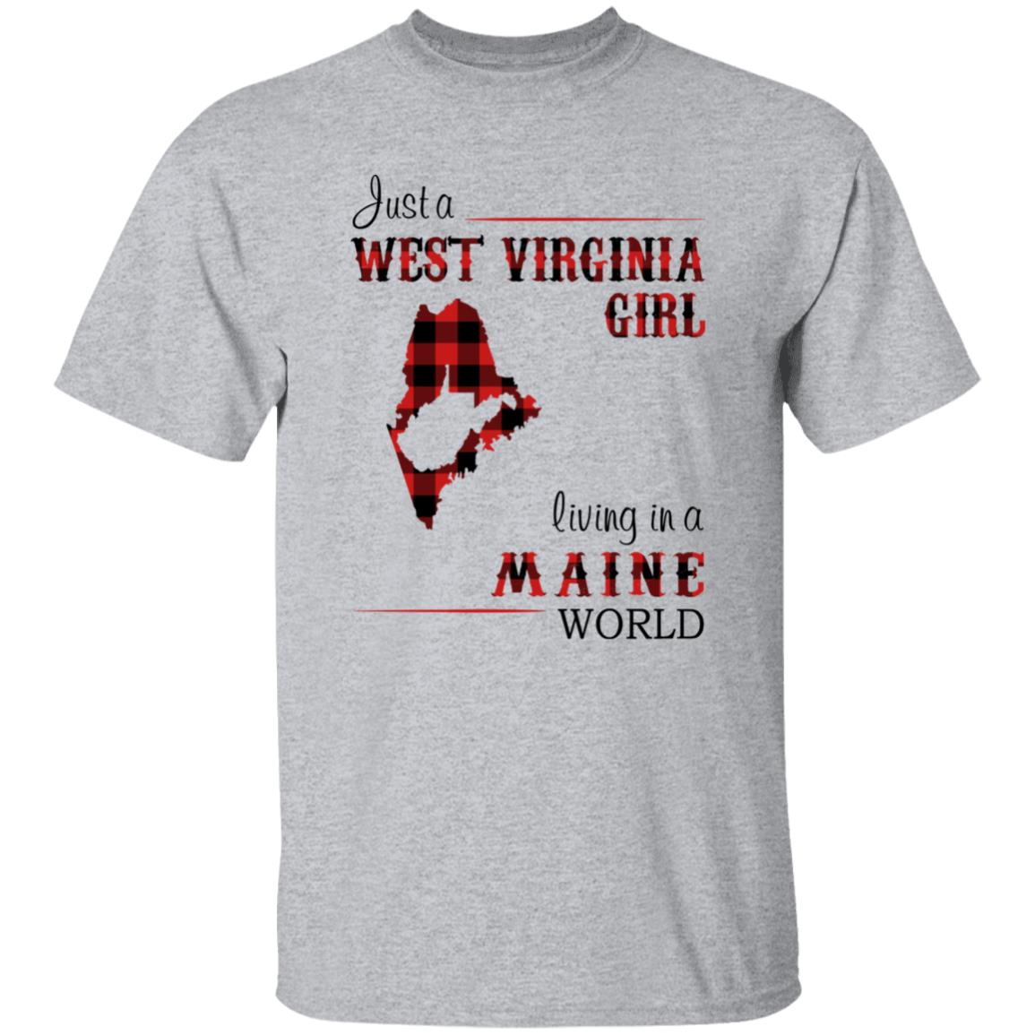Just A West Virginia Girl Living In A Maine World T-shirt - T-shirt Born Live Plaid Red Teezalo