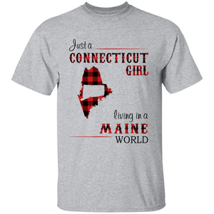 Just A Connecticut Girl Living In A Maine World T-shirt - T-shirt Born Live Plaid Red Teezalo