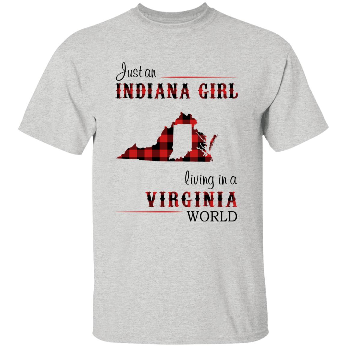 Just An Indiana Girl Living In A Virginia World T-shirt - T-shirt Born Live Plaid Red Teezalo