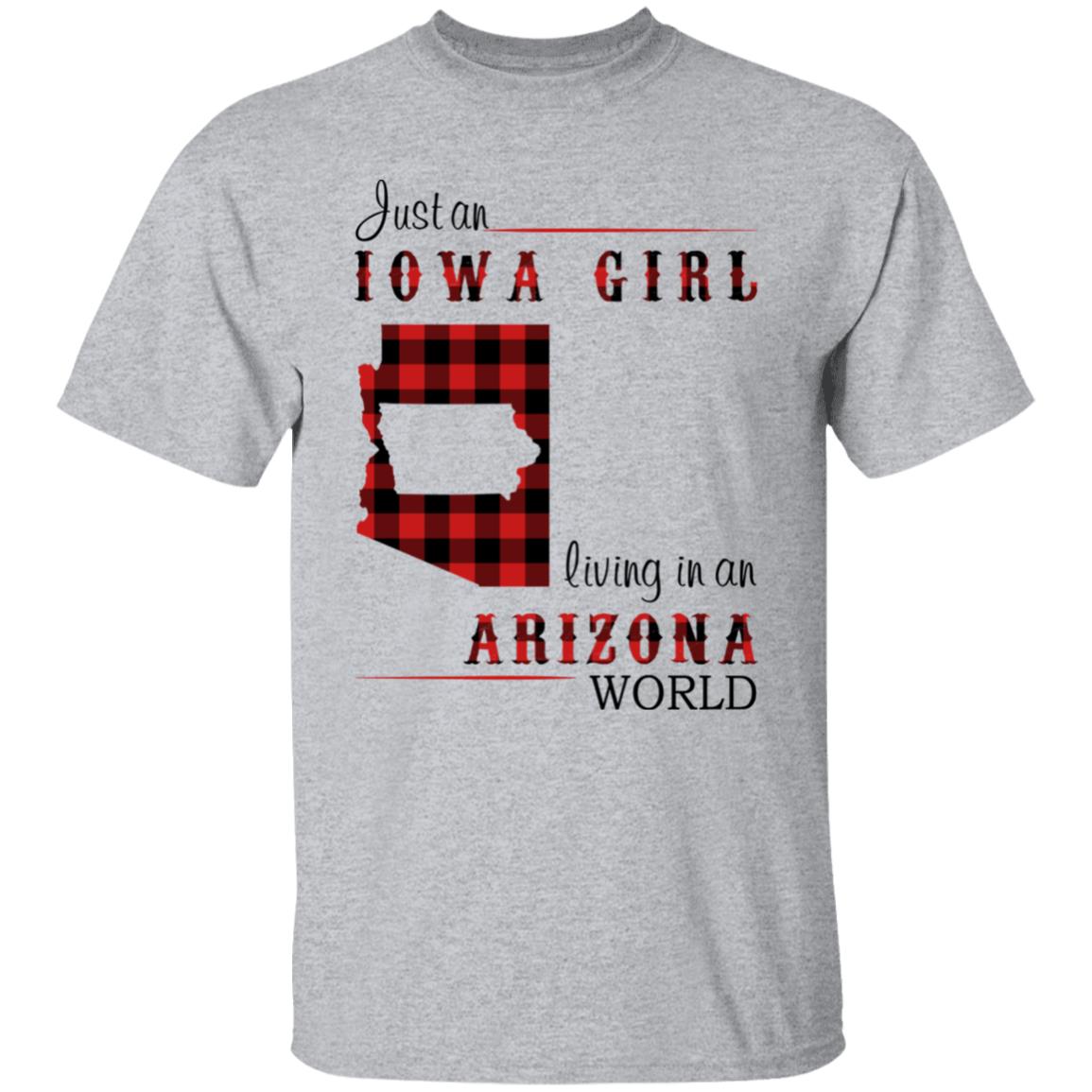 Just An Iowa Girl Living In An Arizona World T-shirt - T-shirt Born Live Plaid Red Teezalo