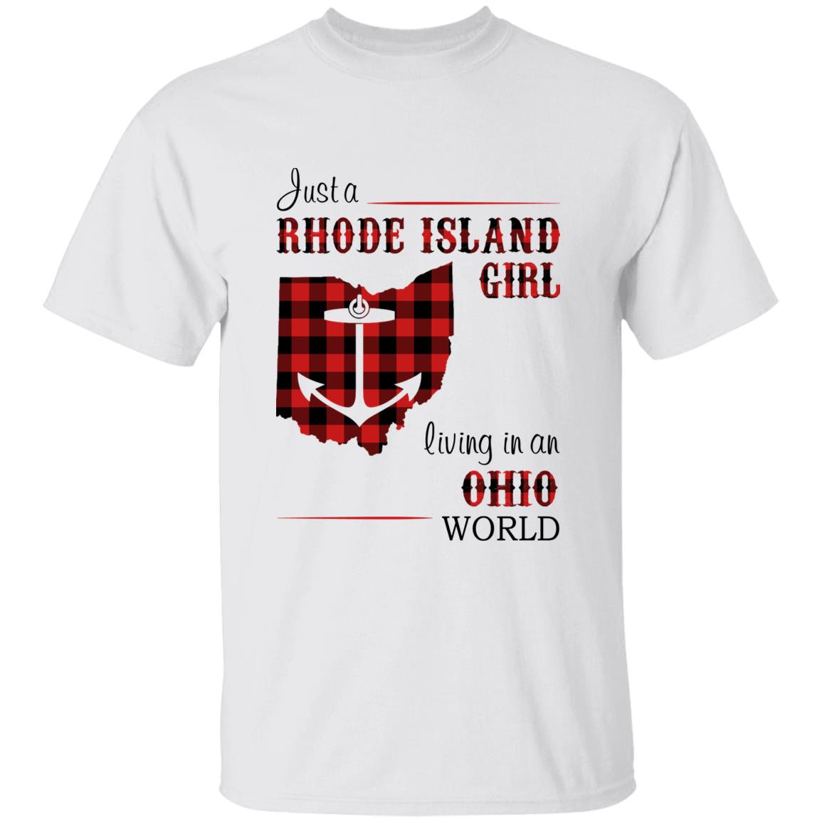 Just A Rhode Island Girl Living In An Ohio World T-shirt - T-shirt Born Live Plaid Red Teezalo