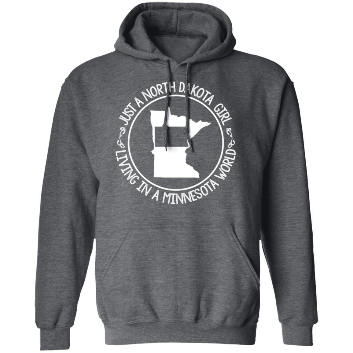 North Dakota Girl Living In Minnesota World T Shirt - T-shirt Teezalo