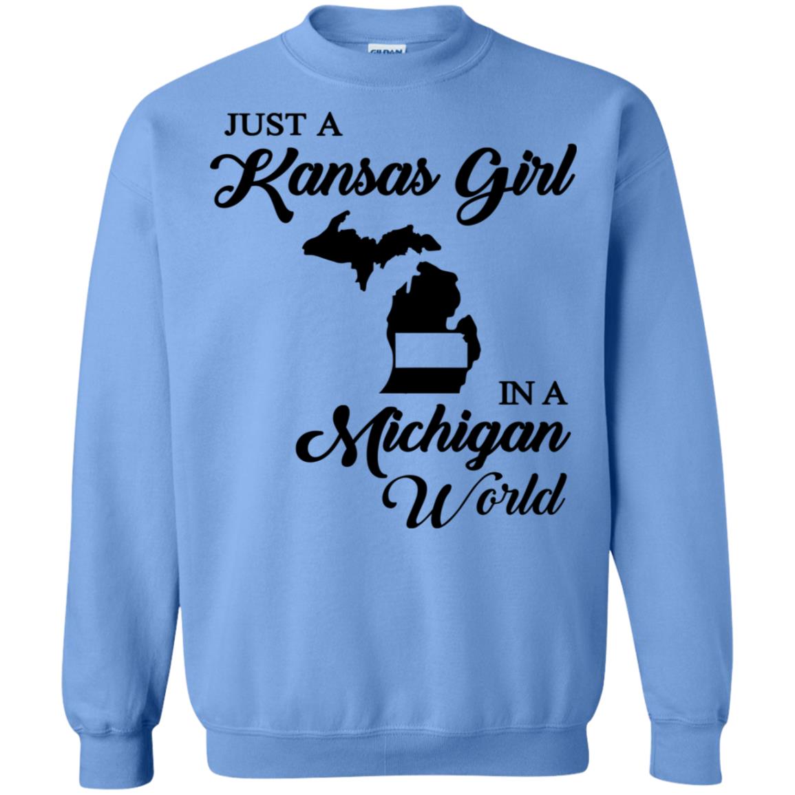 Just A Kansas Girl In A Michigan World T Shirt - T-shirt Teezalo