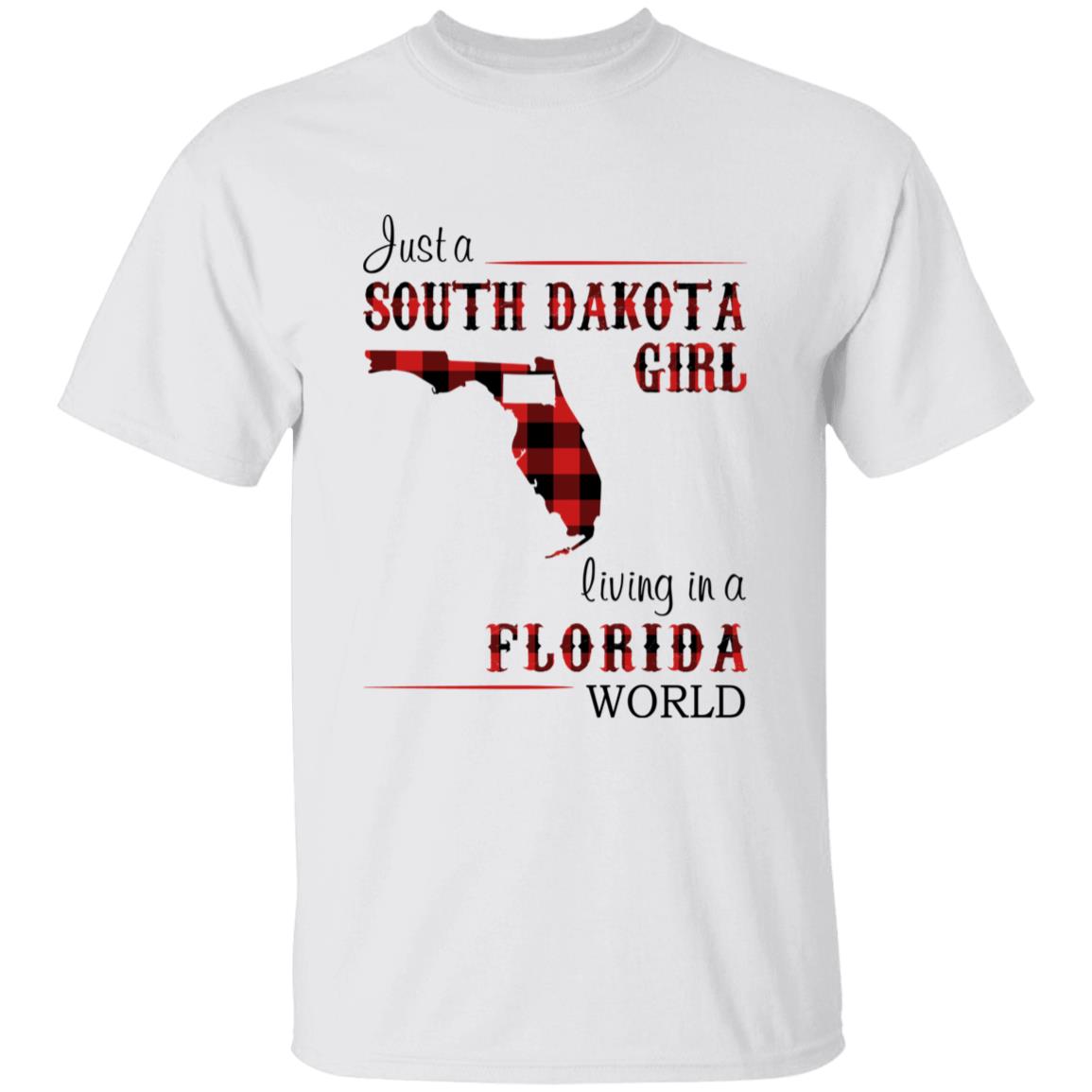 Just A South Dakota Girl Living In A Florida World T-shirt - T-shirt Born Live Plaid Red Teezalo