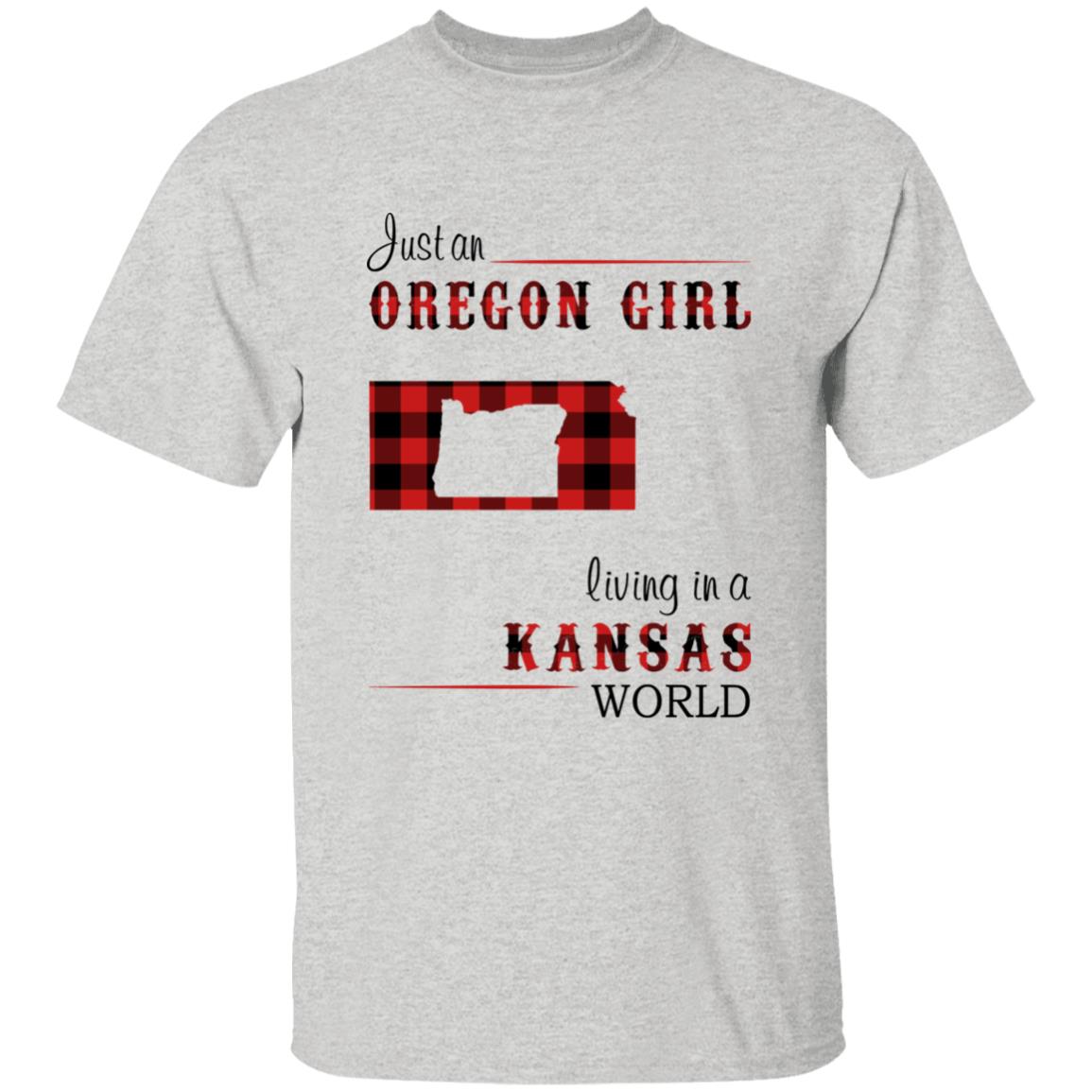 Just An Oregon Girl Living In A Kansas World T-shirt - T-shirt Born Live Plaid Red Teezalo