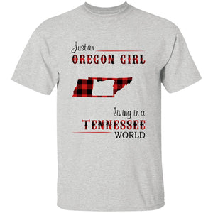 Just An Oregon Girl Living In A Tennessee World T-shirt - T-shirt Born Live Plaid Red Teezalo