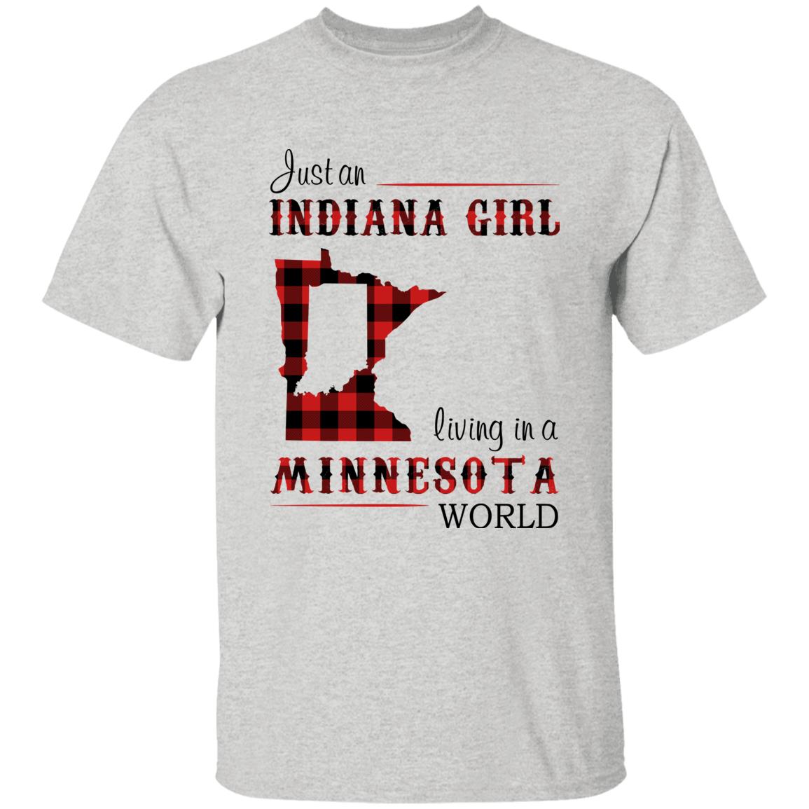 Just An Indiana Girl Living In A Minnesota World T-shirt - T-shirt Born Live Plaid Red Teezalo