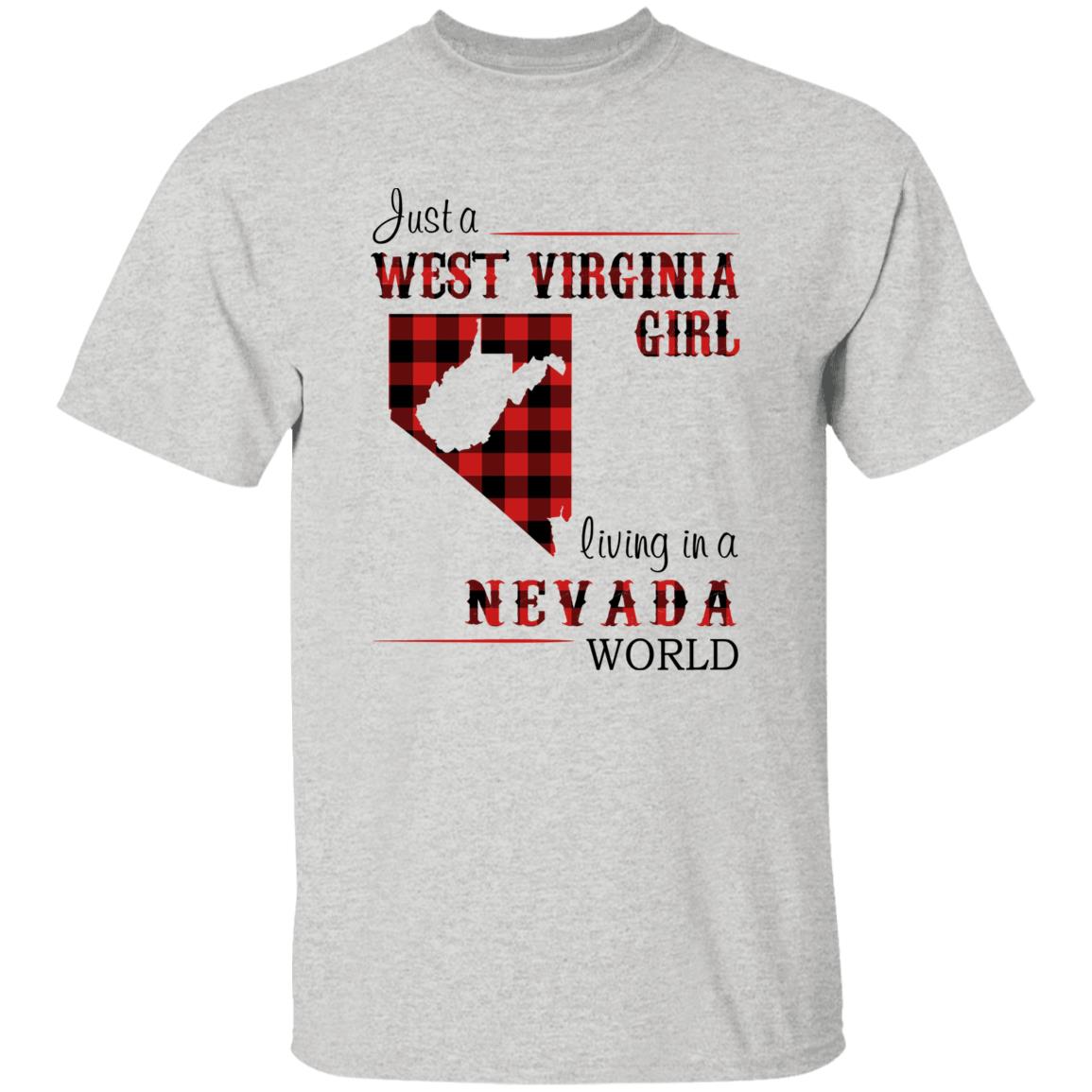 Just A West Virginia Girl Living In A Nevada World T-shirt - T-shirt Born Live Plaid Red Teezalo