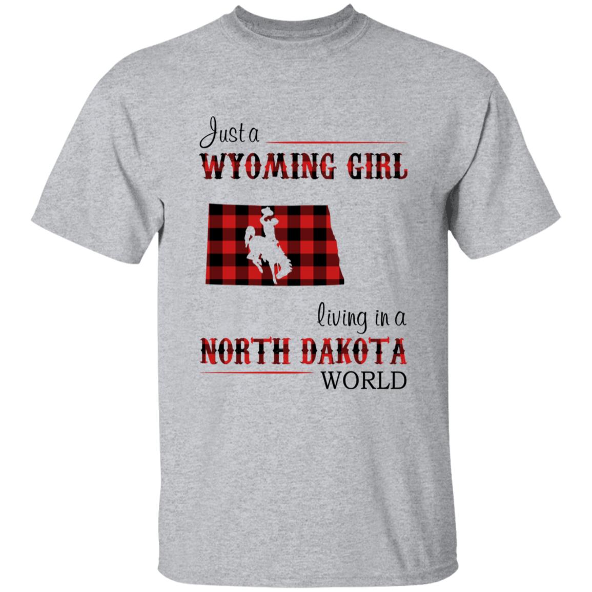 Just A Wyoming Girl Living In A North Dakota World T-shirt - T-shirt Born Live Plaid Red Teezalo