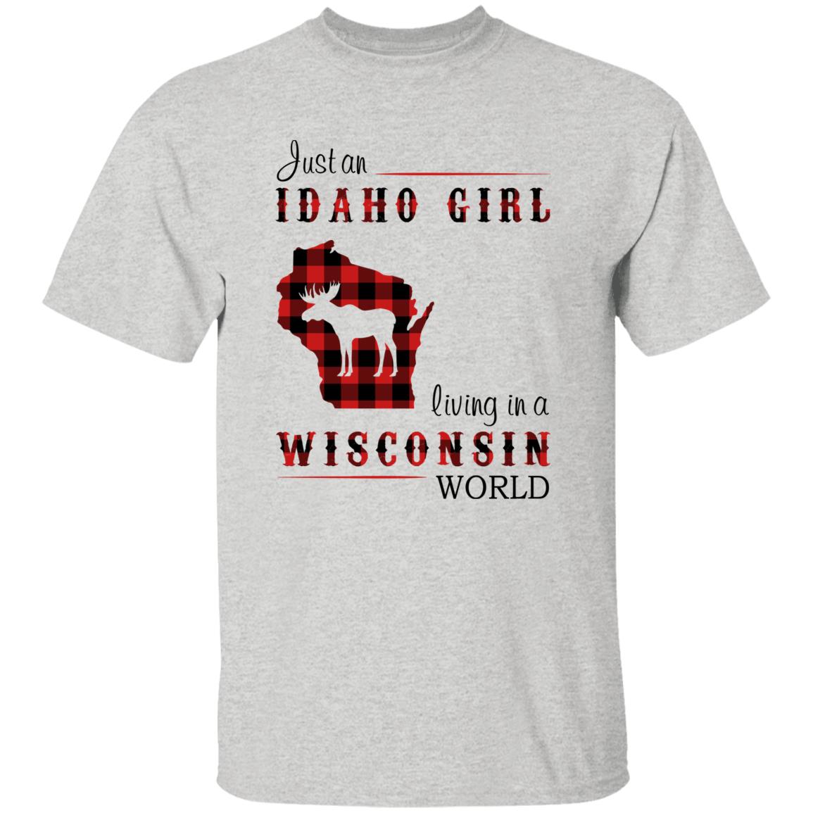 Just An Idaho Girl Living In A Wisconsin World T-shirt - T-shirt Born Live Plaid Red Teezalo