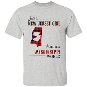 Just A New Jersey Girl Living In A Mississippi World T-shirt - T-shirt Born Live Plaid Red Teezalo