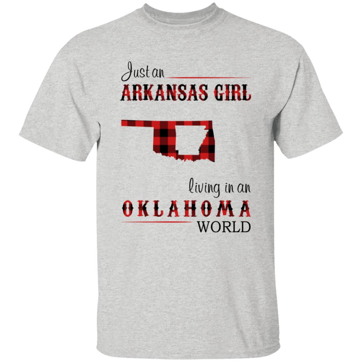 Just An Arkansas Girl Living In An Oklahoma World T-shirt - T-shirt Born Live Plaid Red Teezalo