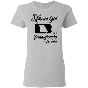 Just A Missouri Girl In A Pennsylvania World T-Shirt - T-shirt Teezalo