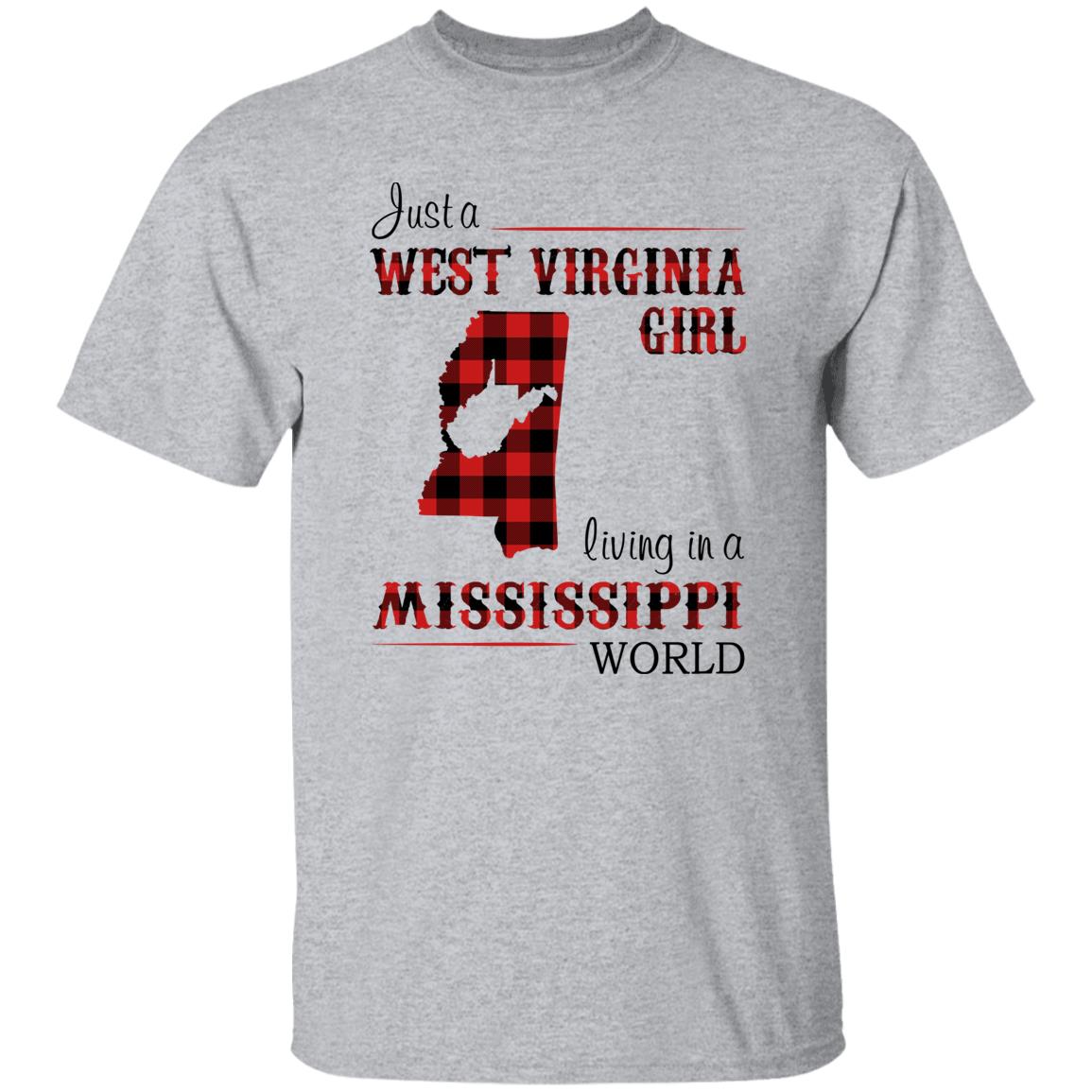 Just A West Virginia Girl Living In A Mississippi World T-shirt - T-shirt Born Live Plaid Red Teezalo