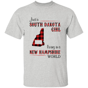 Just A South Dakota Girl Living In A New Hampshire World T-shirt - T-shirt Born Live Plaid Red Teezalo