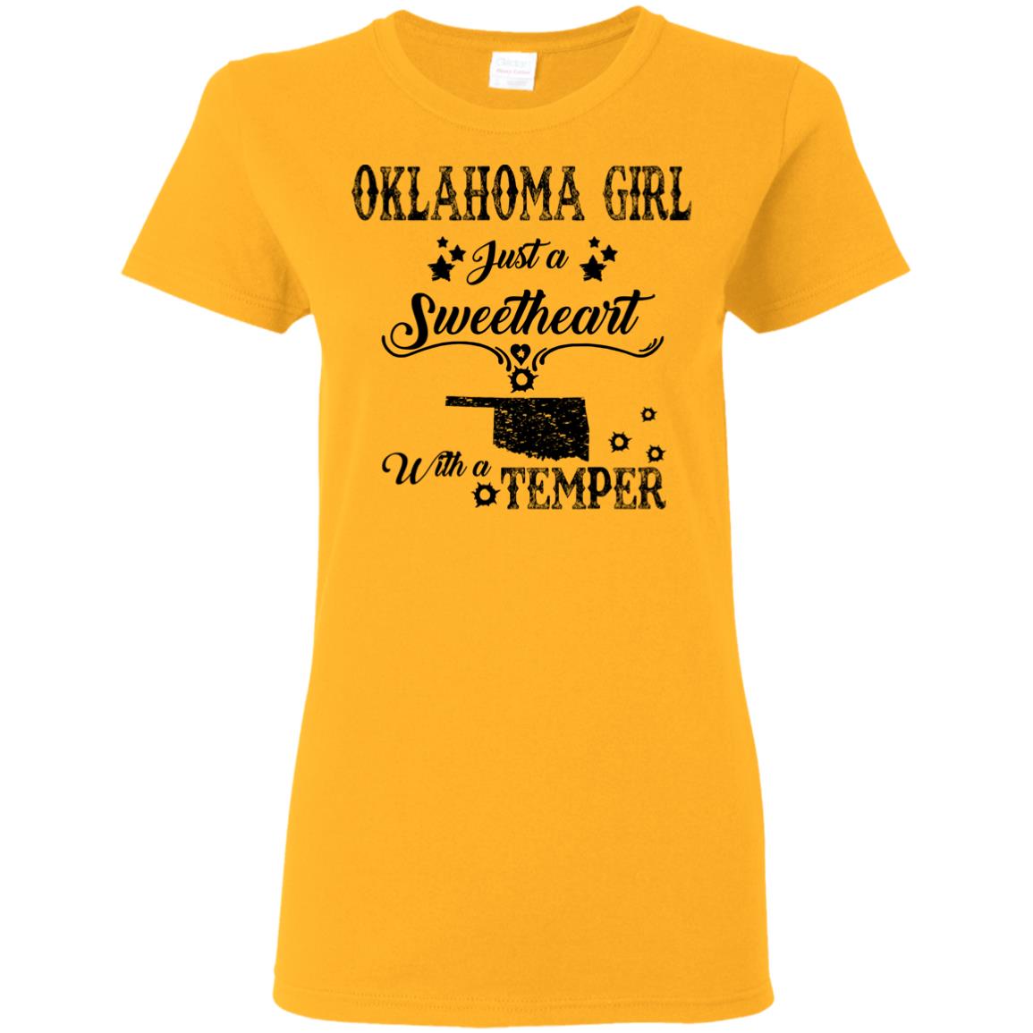 Oklahoma Girl Just A Sweetheart With A Temper T Shirt - T-shirt Teezalo