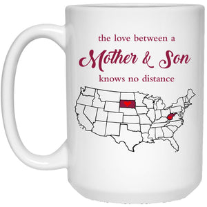 West Virginia South Dakota The Love Between Mother And Son Mug - Mug Teezalo