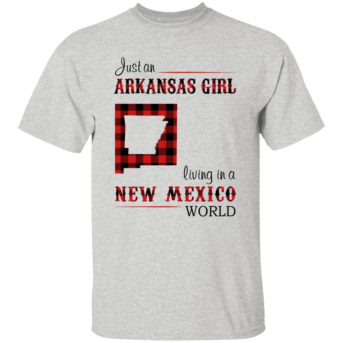 Just An Arkansas Girl Living In A New Mexico World T-shirt - T-shirt Born Live Plaid Red Teezalo