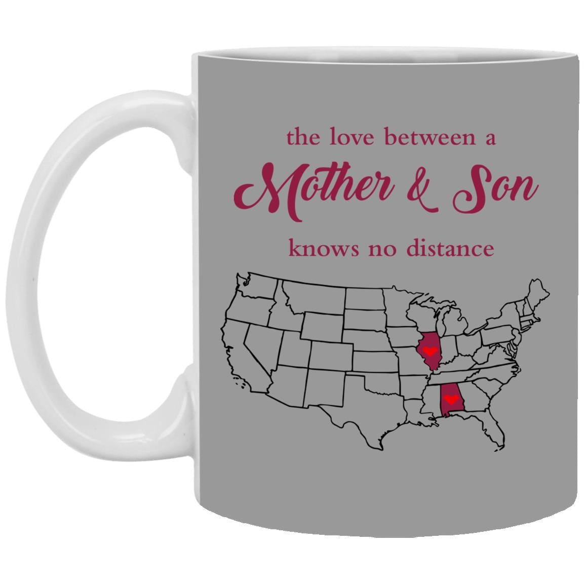 Illinois Alabama The Love Between Mother And Son Mug - Mug Teezalo
