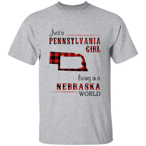 Just A Pennsylvania Girl Living In A Nebraska World T-shirt - T-shirt Born Live Plaid Red Teezalo