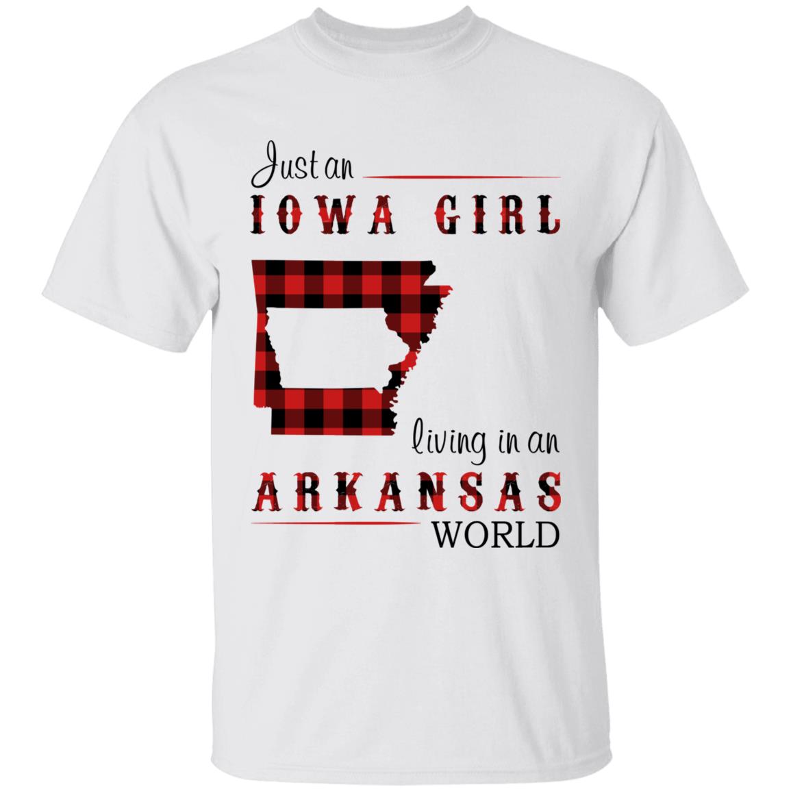 Just An Iowa Girl Living In An Arkansas World T-shirt - T-shirt Born Live Plaid Red Teezalo