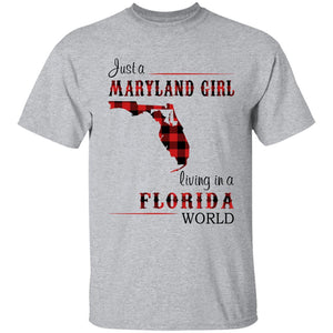 Just A Maryland Girl Living In A Florida World T-shirt - T-shirt Born Live Plaid Red Teezalo