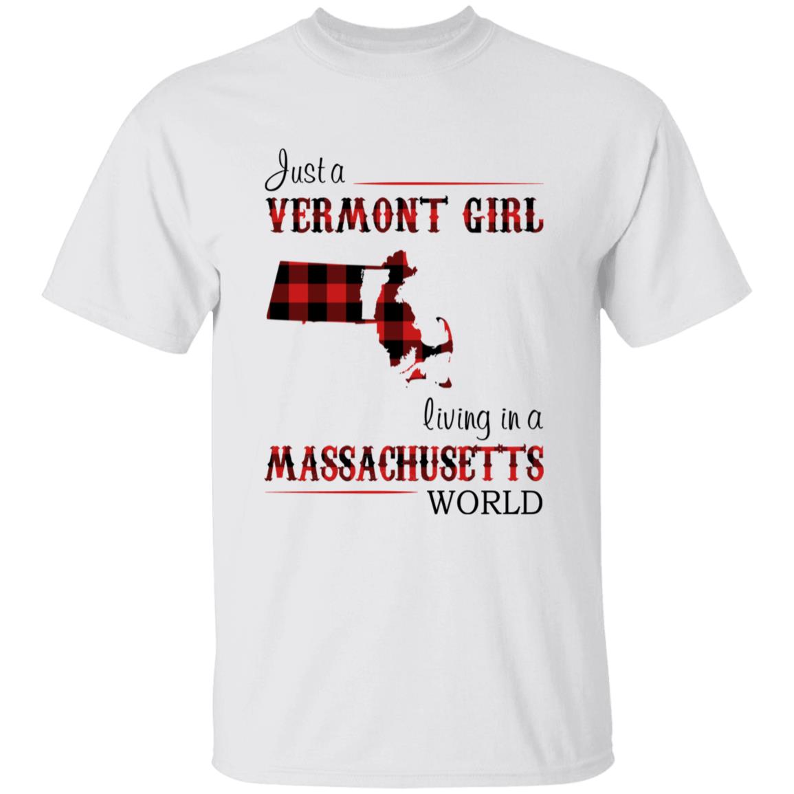 Just A Vermont Girl Living In A Massachusetts World T-shirt - T-shirt Born Live Plaid Red Teezalo