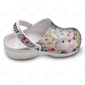 Elephant Personalized Clogs Shoes For Women With Flower Pattern