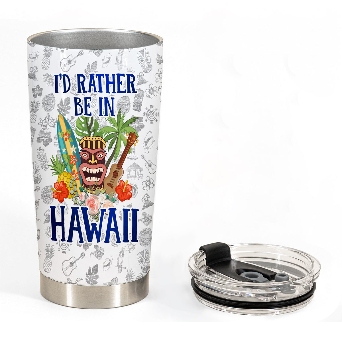 I'd Rather Be In Hawaii Tumbler Personalized With Your Name - Tumbler Born Teezalo