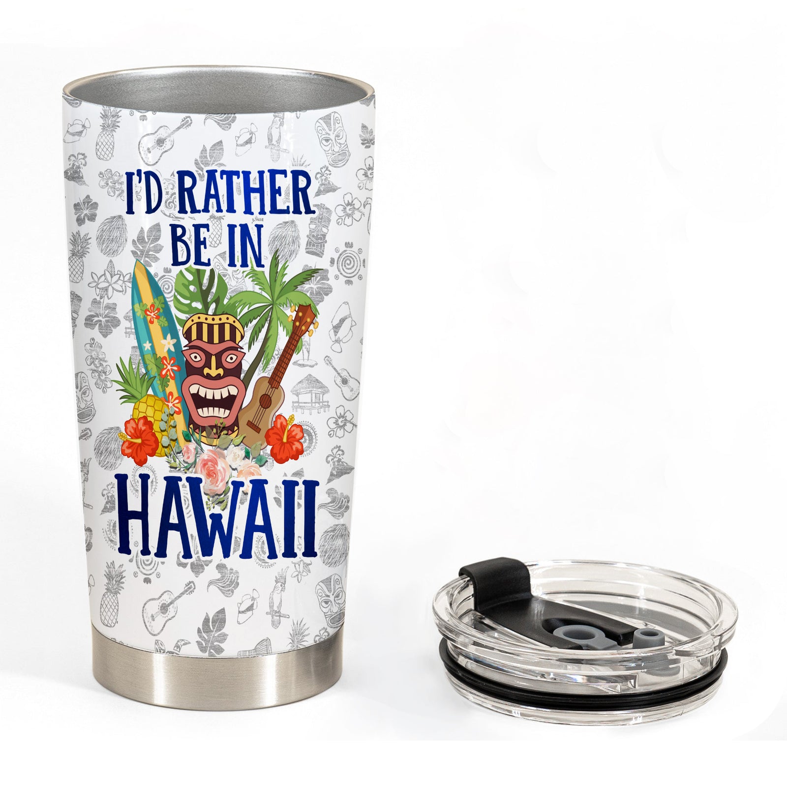 I'd Rather Be In Hawaii Tumbler Personalized With Your Name - Tumbler Born Teezalo
