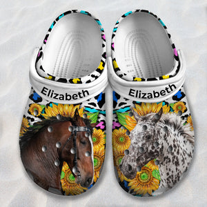 Custom Horse Personalized Clogs Shoes Gift For Horse Lovers HH1003. That's a special gift for horse lovers, passion about horses, that's also a meaningful gift for your loved one in important holiday. Besides, this unique clogs shoes can customize any names that you love or can upload your photo.