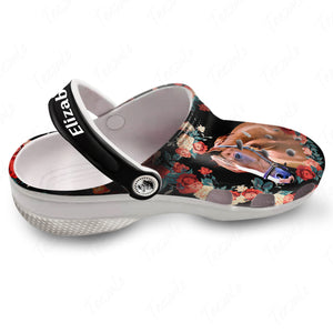 Horse Personalized Clogs Shoes For Women With Floral Pattern 2
