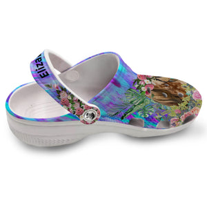 Horse Personalized Clogs Shoes With Flower Watercolor