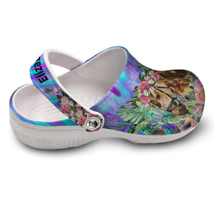 Horse Personalized Clogs Shoes With Flower Watercolor