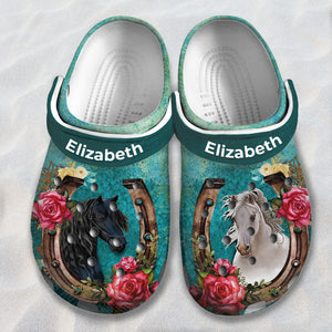 Horse Personalized Clogs Shoes With Horse Shoe