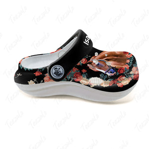 Horse Personalized Kid's Clogs Shoes With Floral Pattern