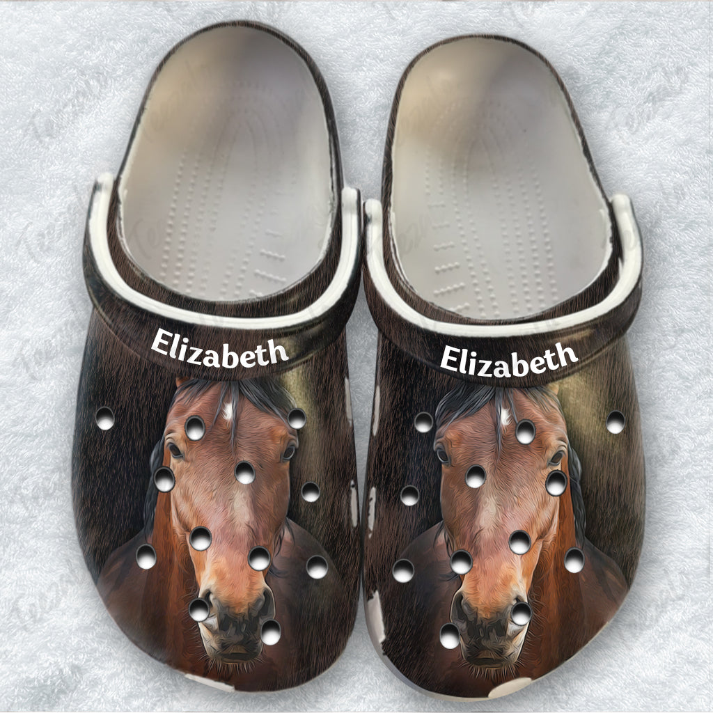 Horse Face Personalized Clogs Shoes With Skin