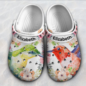 Hummingbird Personalized Clogs Shoes For Women With Flower Pattern