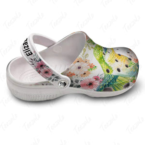 Hummingbird Personalized Clogs Shoes For Women With Flower Pattern