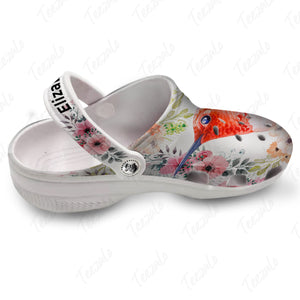 Hummingbird Personalized Clogs Shoes For Women With Flower Pattern